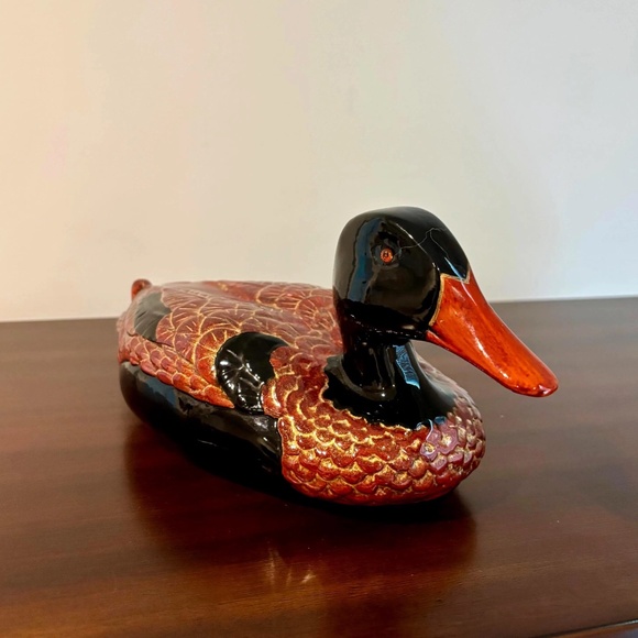 Vintage Handmade French Wooden Carved Lacquer Duck - Picture 10 of 10